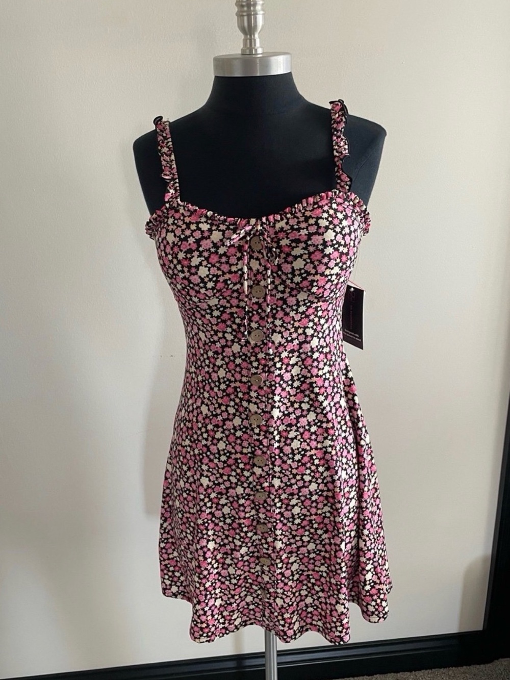 NWT No Boundaries Pink Floral Button-Front Sundress